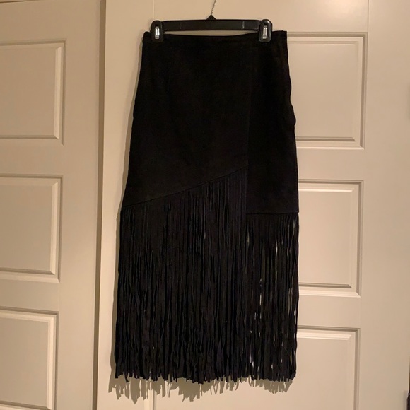 & Other Stories Dresses & Skirts - & Other Stories Black Suede Fringe Midi Skirt EU 36